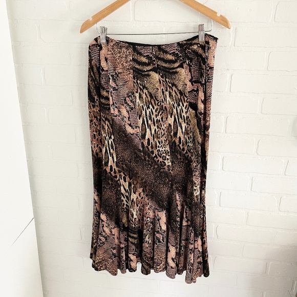 Joseph Ribkoff Maxi Skirt Y2K Mobwife Slinky Snakeskin Animal print fairy 18 - Picture 1 of 12